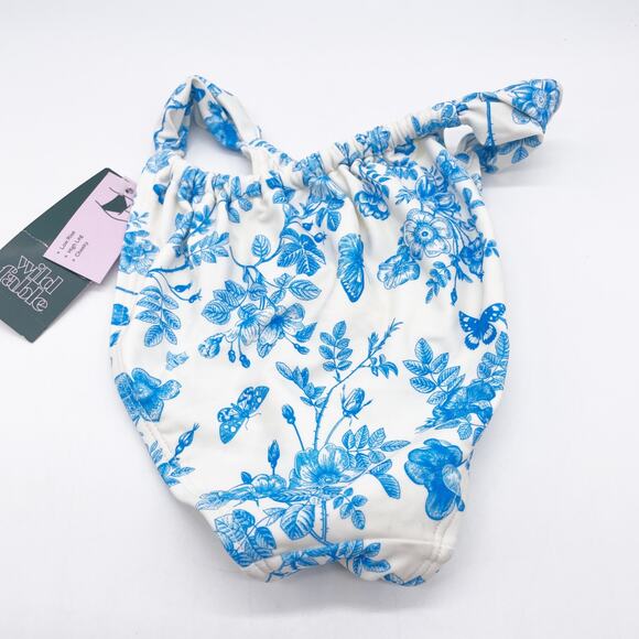 Wild Fable Women's Blue White Floral Cheeky Bikini Bottom with Side Slits SizeXS - Picture 5 of 5